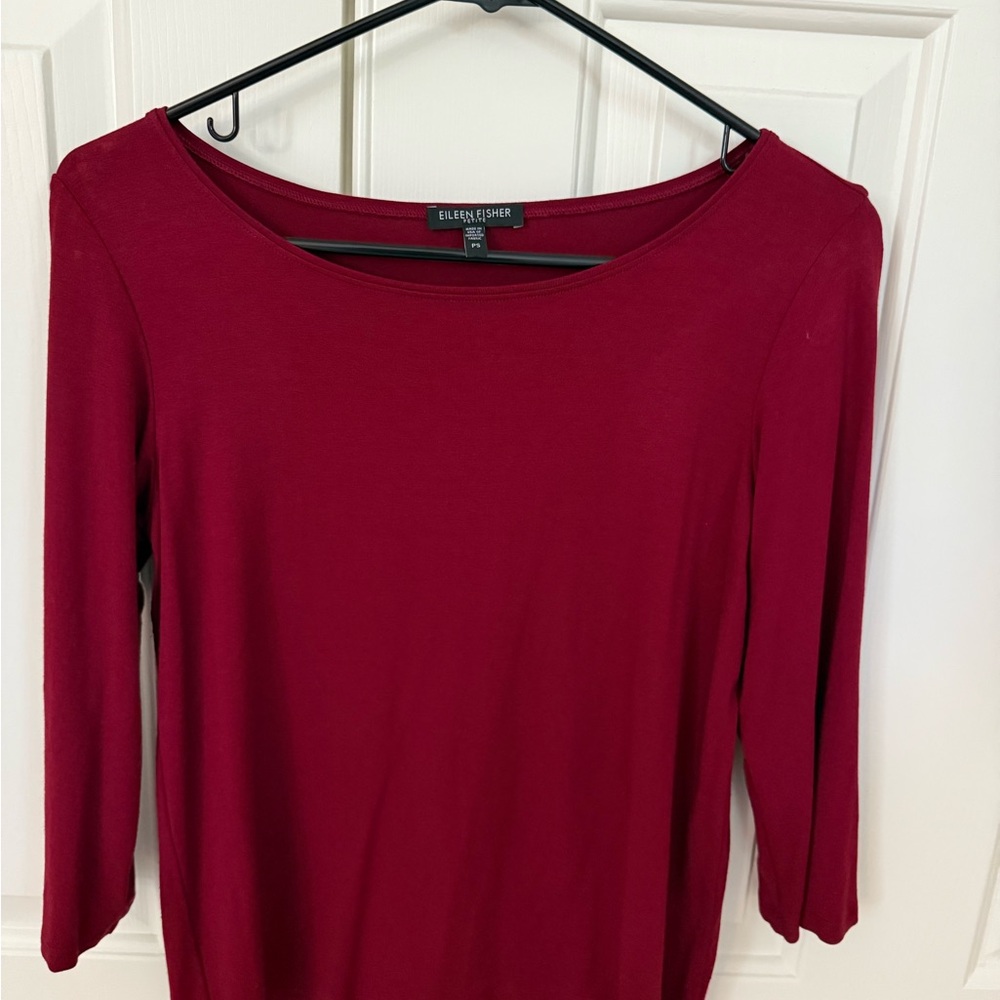 Eileen Fisher petite burgundy/Red Blouse with 3/4 Sleeves